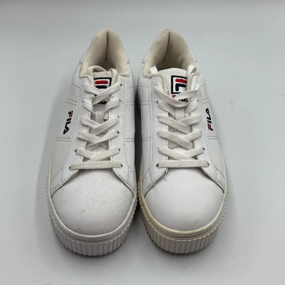 Fila Womens White Platform Sneakers Shoes Lace Up Casual Comfort 8 Chunky Retro - Picture 2 of 9